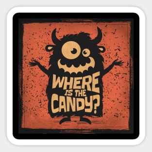 Where is the candy? Candy Monster. Sticker